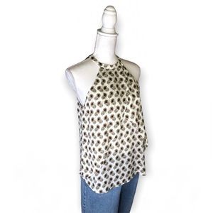 A.L.C. Iggy Top Sleeveless 100% Silk Size 8 Eggshell & Sage Multi Flower Print